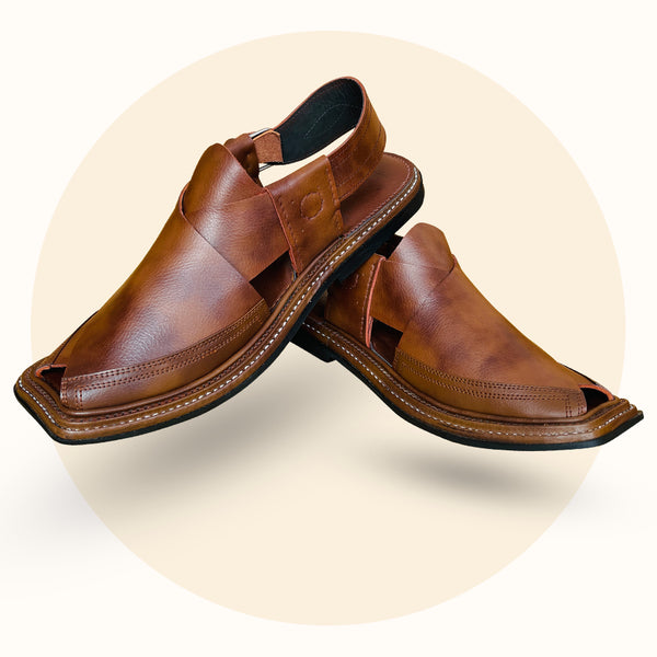 Triple Gear Peshawari Chappal – Brown Double Shade