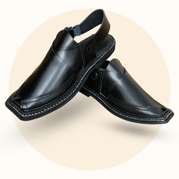 Triple Gear Peshawari Chappal – Black
