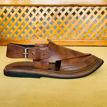 Triple Gear Peshawari Chappal – Brown Double Shade