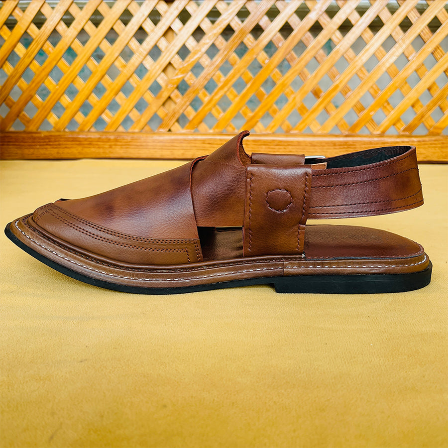 Triple Gear Peshawari Chappal – Brown Double Shade